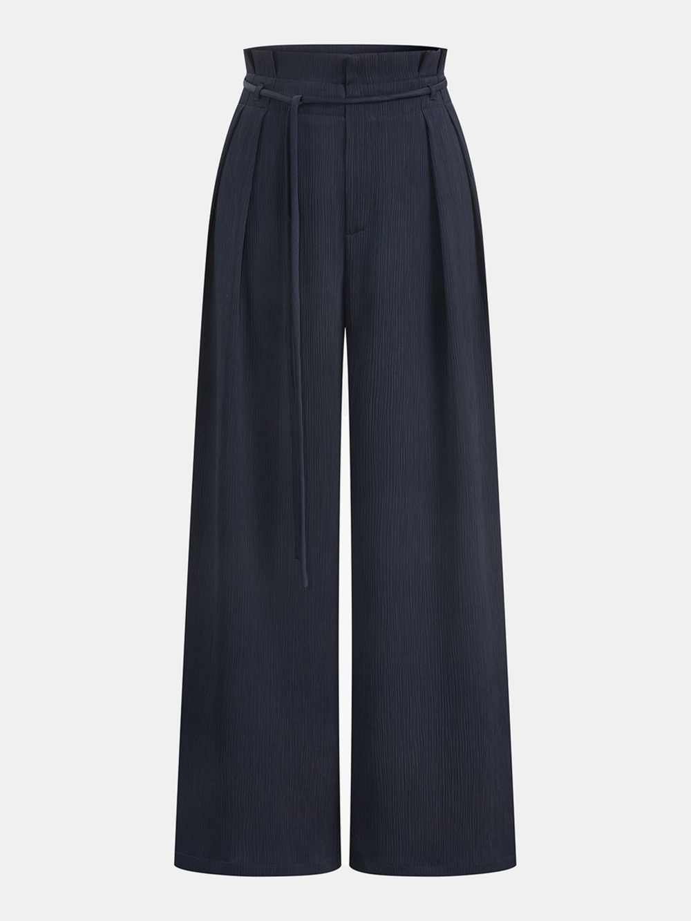 Commense Satin Paperbag Waist Wide Leg Pants
